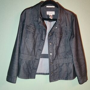 Jones Wear Sport Stretch Dark Denim Like Button-Front Jacket - Size 10